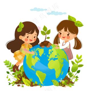 世界地球保护环境绿色卡通插画免抠