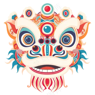 春节活动海报红色醒狮元素8