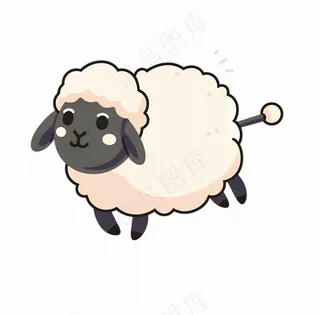 小绵羊动物卡通插画免抠