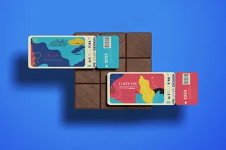 蓝色背景长方形可撕门票样机8