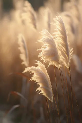 芦苇荡夕阳下美丽芦苇花摄影图