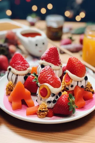 圣诞节日甜点奶油装饰草莓甜点摄影图