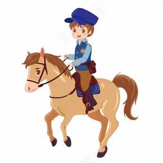 骑马马术人物卡通插画免抠