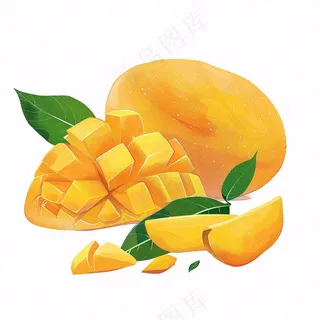 芒果水果插画素材背景