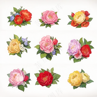 红色黄色粉色玫瑰花免抠素材109