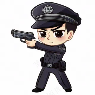 警察拿着枪人物卡通插画免抠