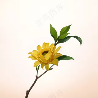 白色黄色手绘新中式风格花植物35 白色黄色手绘新中式风格花植物35