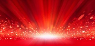 红色喜庆线条曲线科技风粒子流光特效红色展板背景