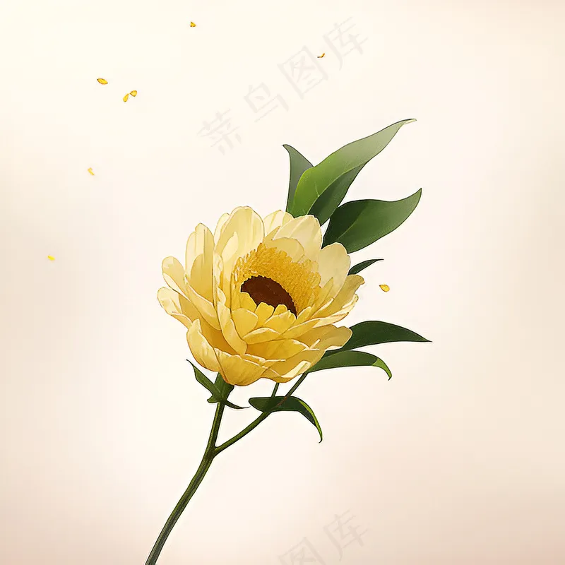 白色黄色手绘新中式风格花植物146