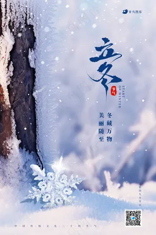 白色合成唯美立冬冬至24节气海报2