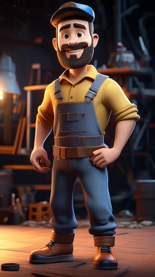 3D卡通人物铁匠男士等距视图C4D4