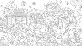 新年舞龙儿童画图片素材 (66)