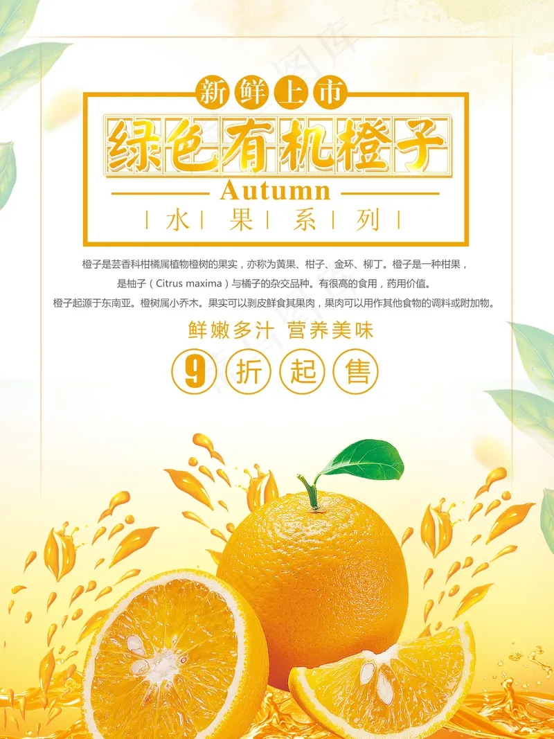 绿色有机橙子psd模版下载