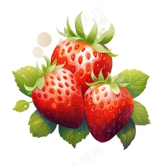 美味草莓可口卡通插画免抠