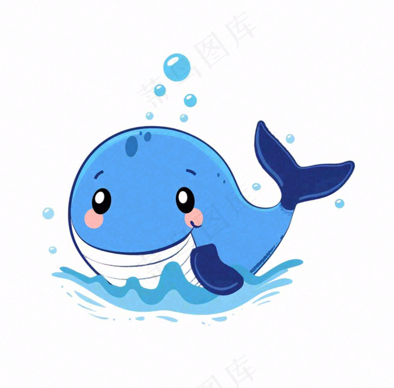 海豚海洋动物蓝色卡通插画免抠