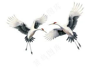 仙鹤白鹤古风插画免抠