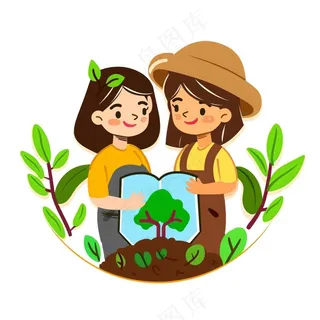 世界地球保护环境绿色卡通插画免抠