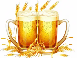 小麦啤酒饮料卡通插画免抠