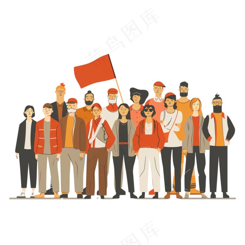 插画共享胜利果实的人们