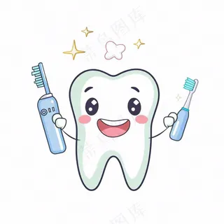 牙齿清洁牙科卡通插画免抠