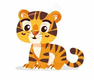 老虎动物卡通插画免抠