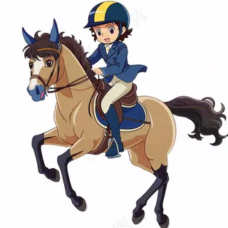 骑马马术人物卡通插画免抠