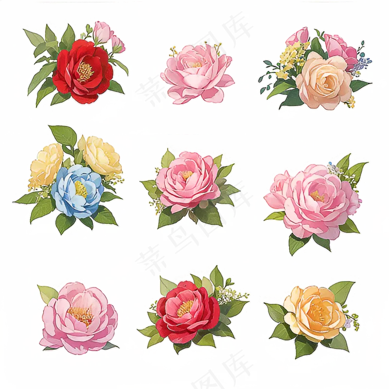 红色黄色粉色玫瑰花免抠素材169