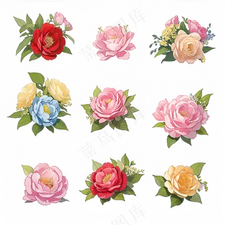 红色黄色粉色玫瑰花免抠素材169