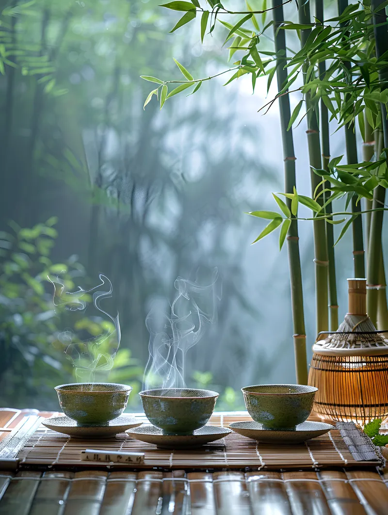 中式复古围炉煮茶背景