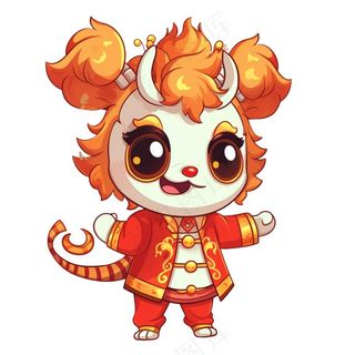 新春新年吉祥物生肖龙年卡通人物插画免抠