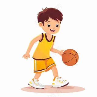 打篮球运动男孩少年卡通插画免抠