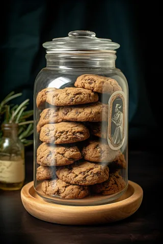 桃酥玻璃罐装的饼干保存摄影图