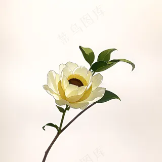 白色黄色手绘新中式风格花植物107 白色黄色手绘新中式风格花植物107
