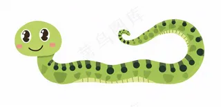 蛇爬行动物十二生肖绿色卡通插画免抠