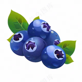 蓝莓水果卡通插画免抠