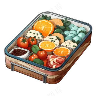 免抠卡通蔬菜便当盒