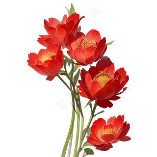 红色海棠花写实手绘练习作品23