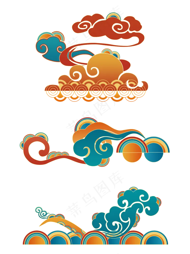 国潮敦煌云纹祥云插画免扣素材 (164)