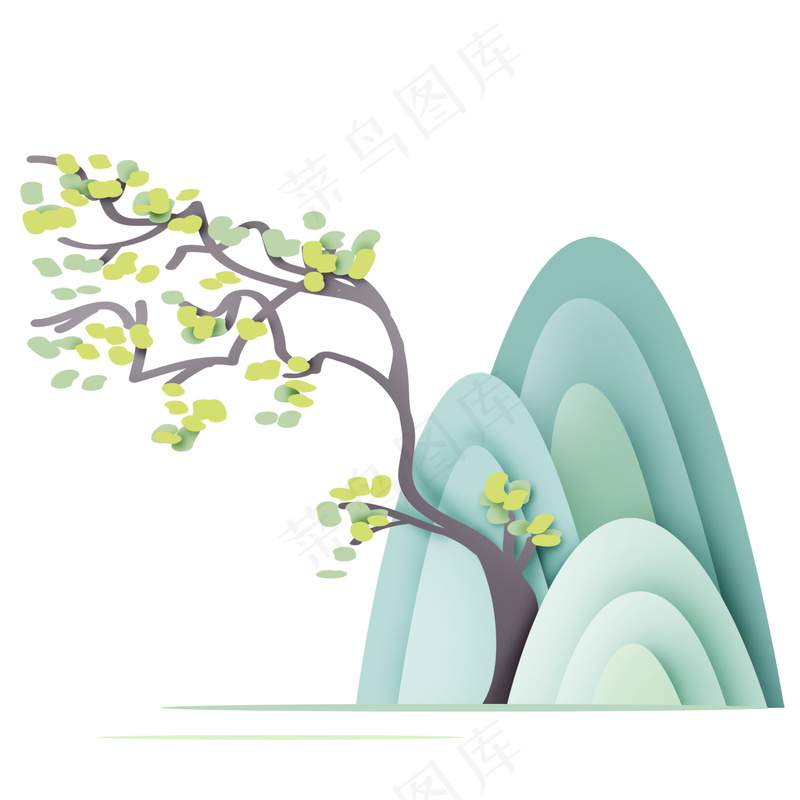 简约古风假山免扣元素