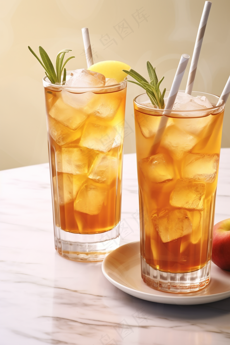 夏日冰镇红茶果茶饮料摄影图