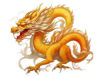 龙金色的龙卡通插画免抠