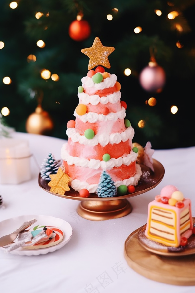 纸杯小蛋糕圣诞蛋糕甜点装饰摄影图