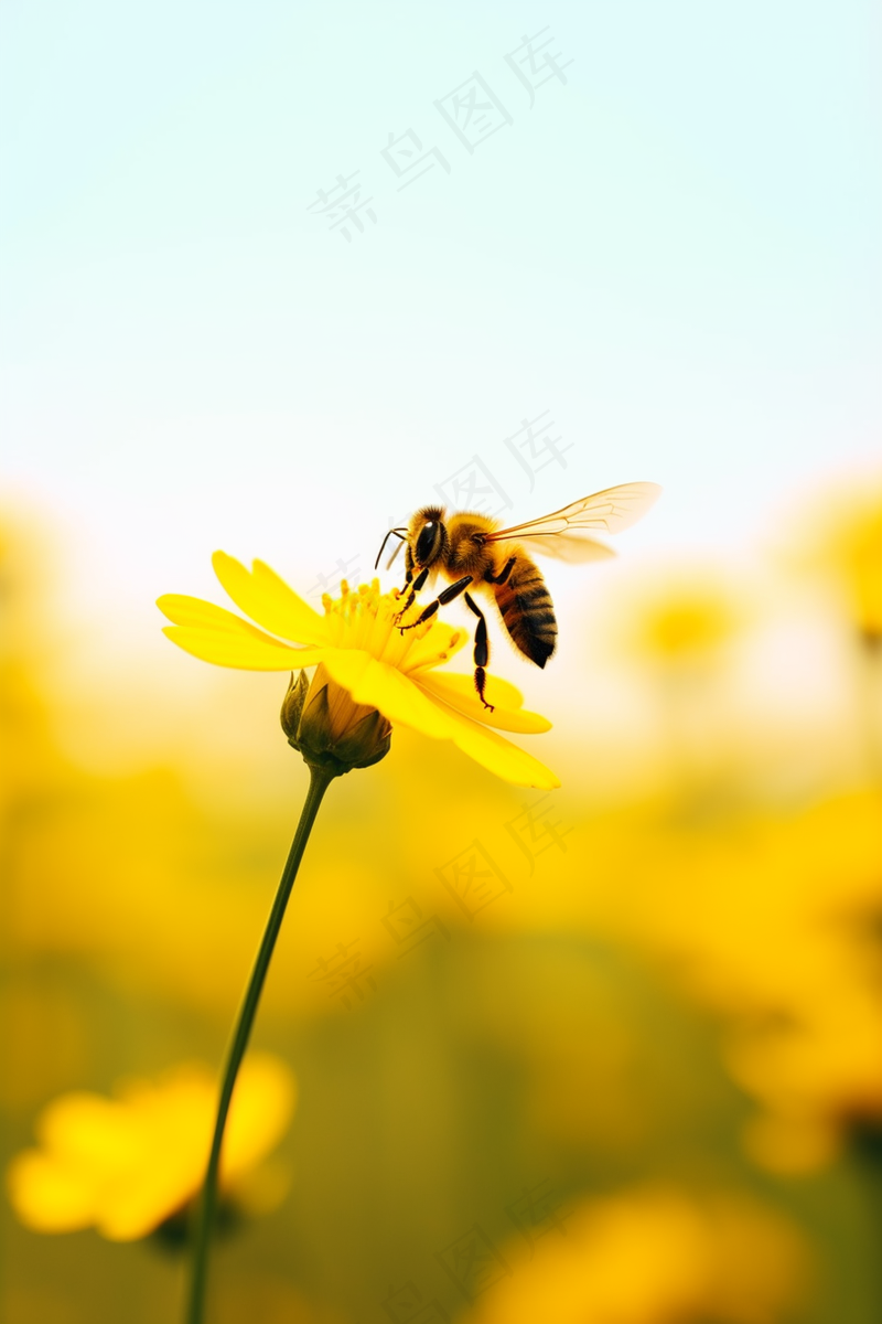 春天黄花蜜蜂采蜜油菜花摄影图(2688x4032)