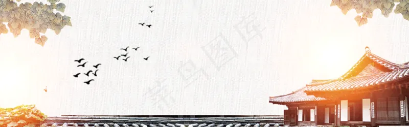 中式水墨PSD分层古风banner模板142psd模版下载