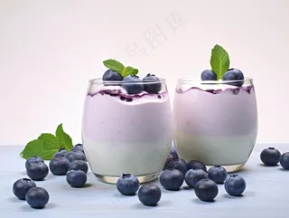 蓝莓奶昔下午茶奶茶美食甜点摄影图