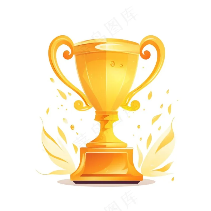 金色奖杯卡通插画免抠(1024x1024)