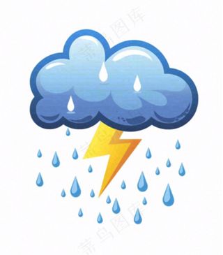 雷雨天气天气卡通插画免抠