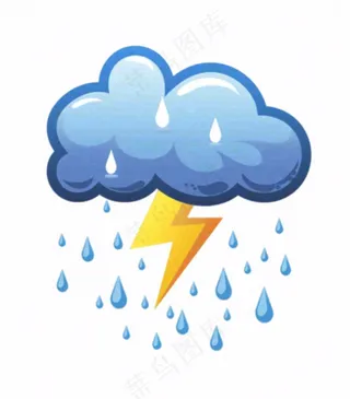 雷雨天气天气卡通插画免抠