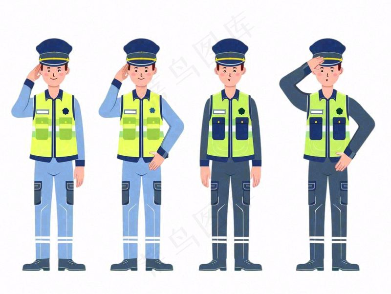 警察交警劳动人物卡通插画免抠(1232x928)
