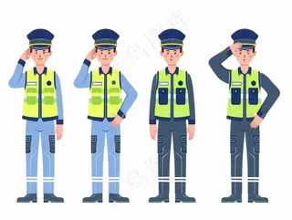 警察交警劳动人物卡通插画免抠